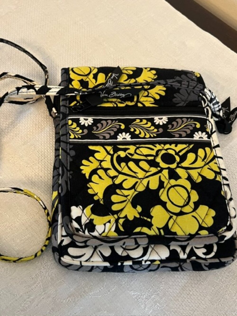 Vera Bradley Mini Hipster Crossbody Retired Baroque Black Yellow Floral